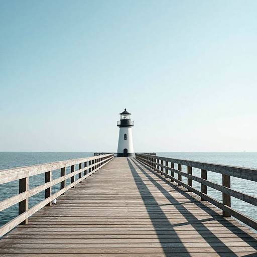 Serene Pier Leading to Lighthouse