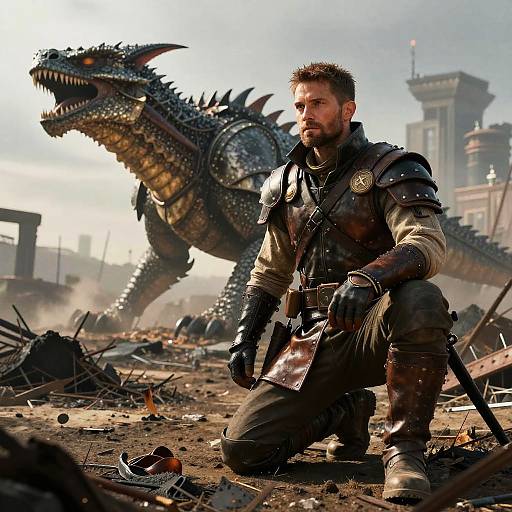 Mercenary Fleeing Armored Wyvern