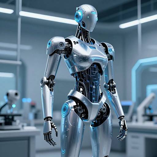 Futuristic Robotic Humanoid in Lab