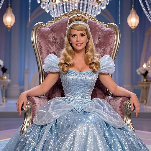 Elegant Cinderella in Magical Ballroom