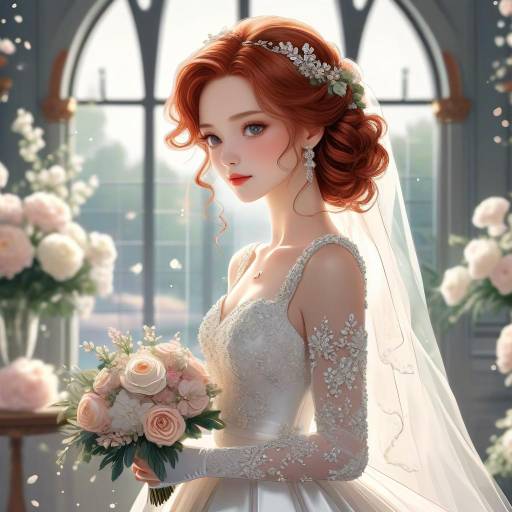 Elegant Anime Bride Illustration Concept