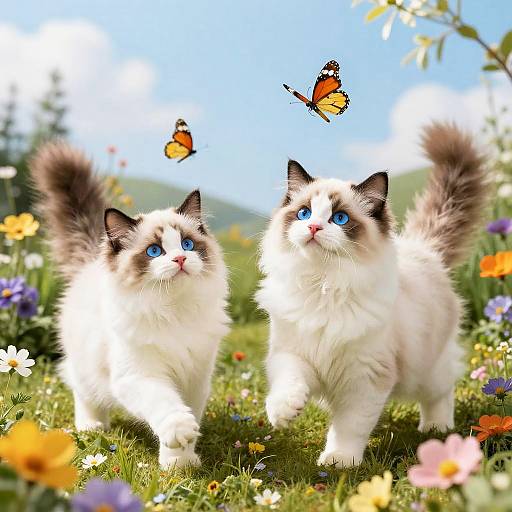 Playful Ragdoll Kittens in Spring Garden