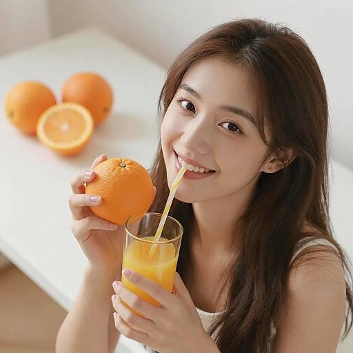 Bright Portrait of a Young Woman with Oranges