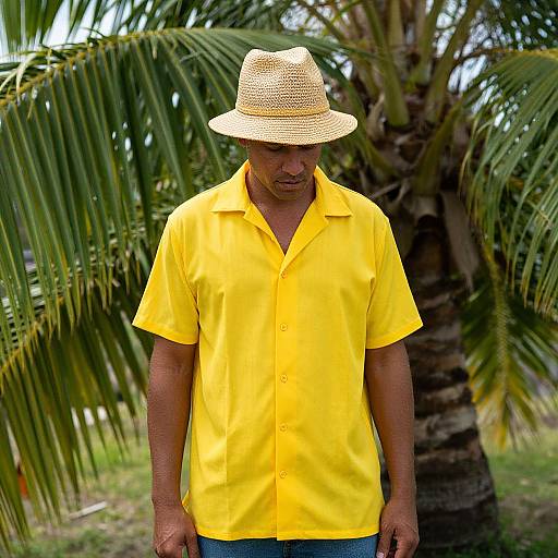 Man in Yellow Tropical Outfit