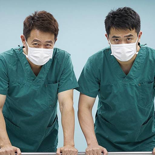Two Men in Surgical Scrubs Posing