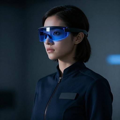 Futuristic Woman with Blue Visor