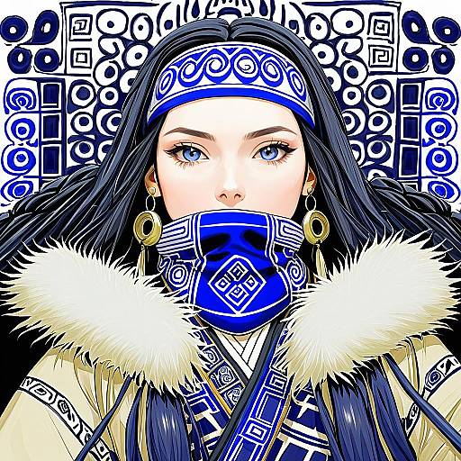 Illustration of Asirpa, golden kamuy in the style of Nohito