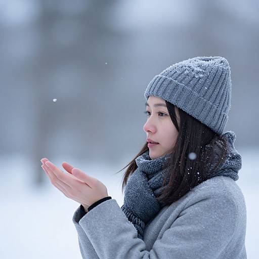 Winter Portrait with Snowflakes