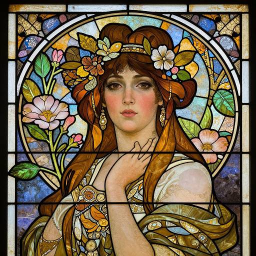 Hyper-Detailed Stained Glass Woman Portrait