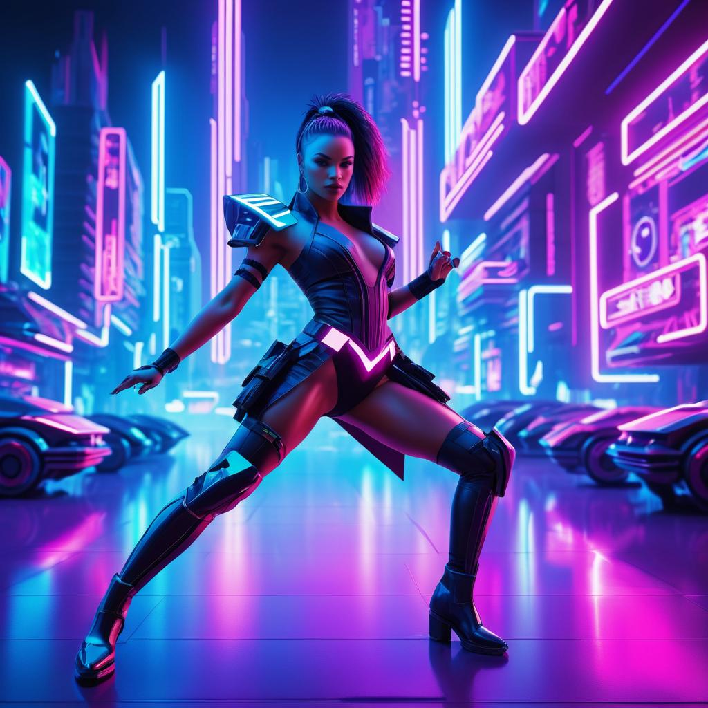 Fierce Cyberpunk Warrior in Neon Paradise