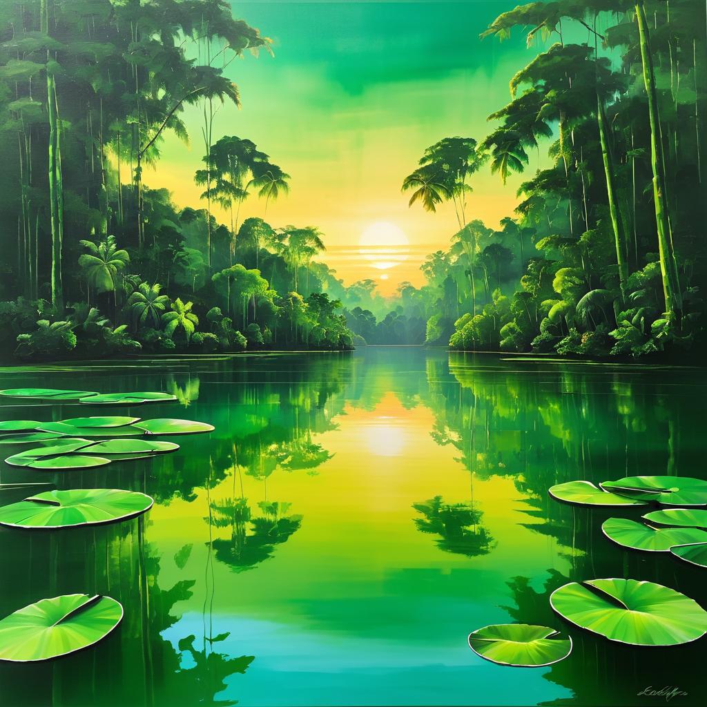 Tranquil Amazon Sunset Painting