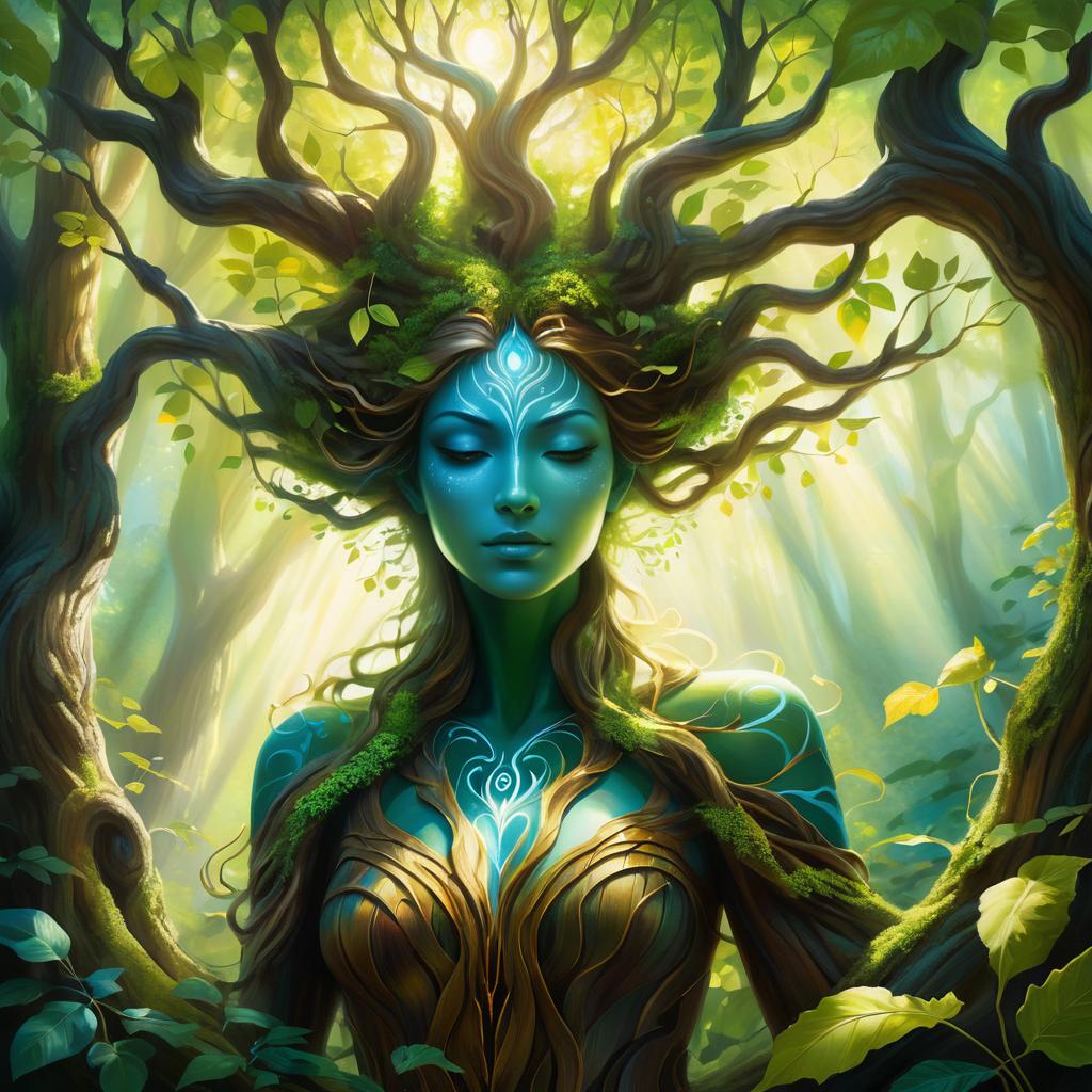 Mystical Tree Spirit in Dappled Sunlight