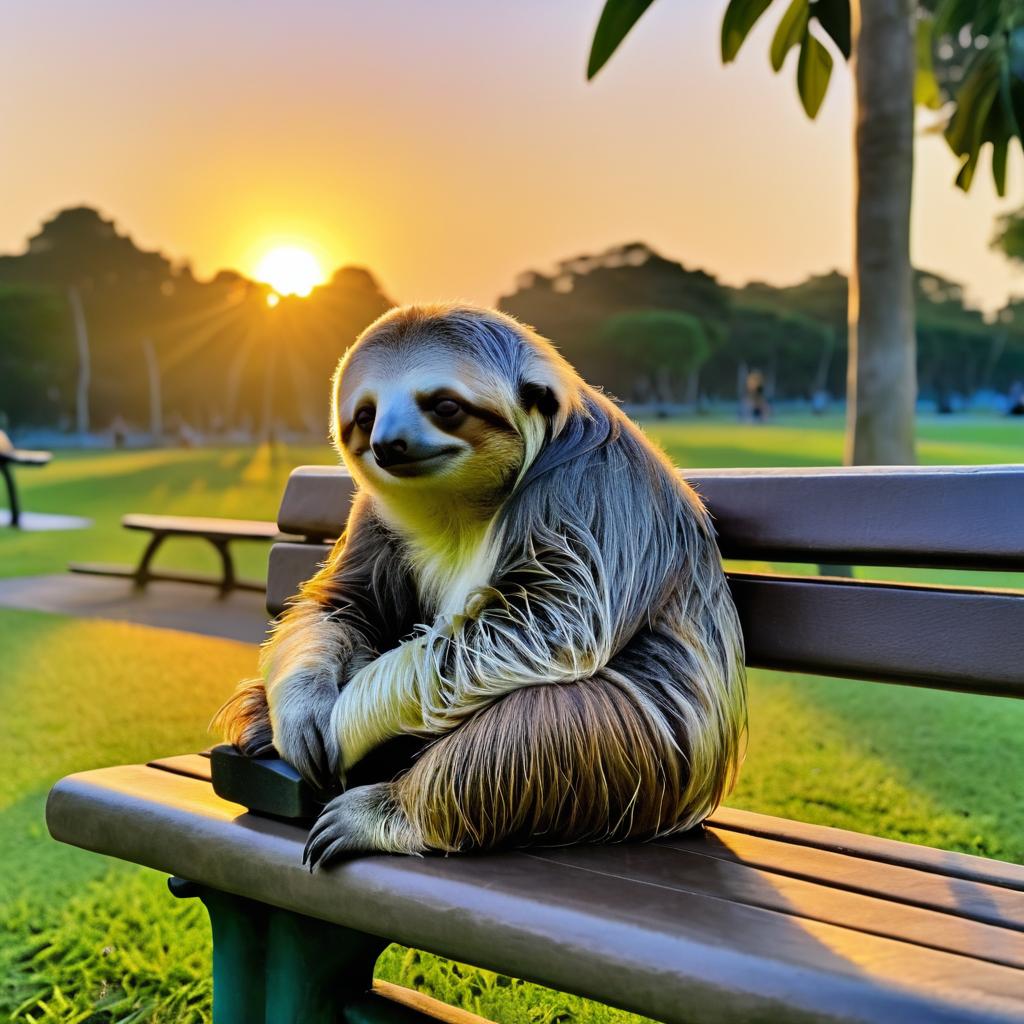 Sleepy Sloth Relaxing at Sunset