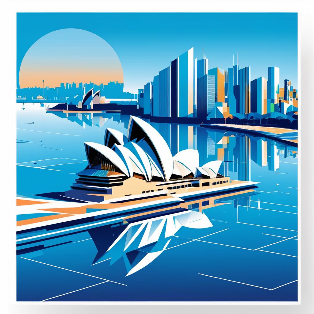 Bold Geometric Sydney Landmarks Illustration