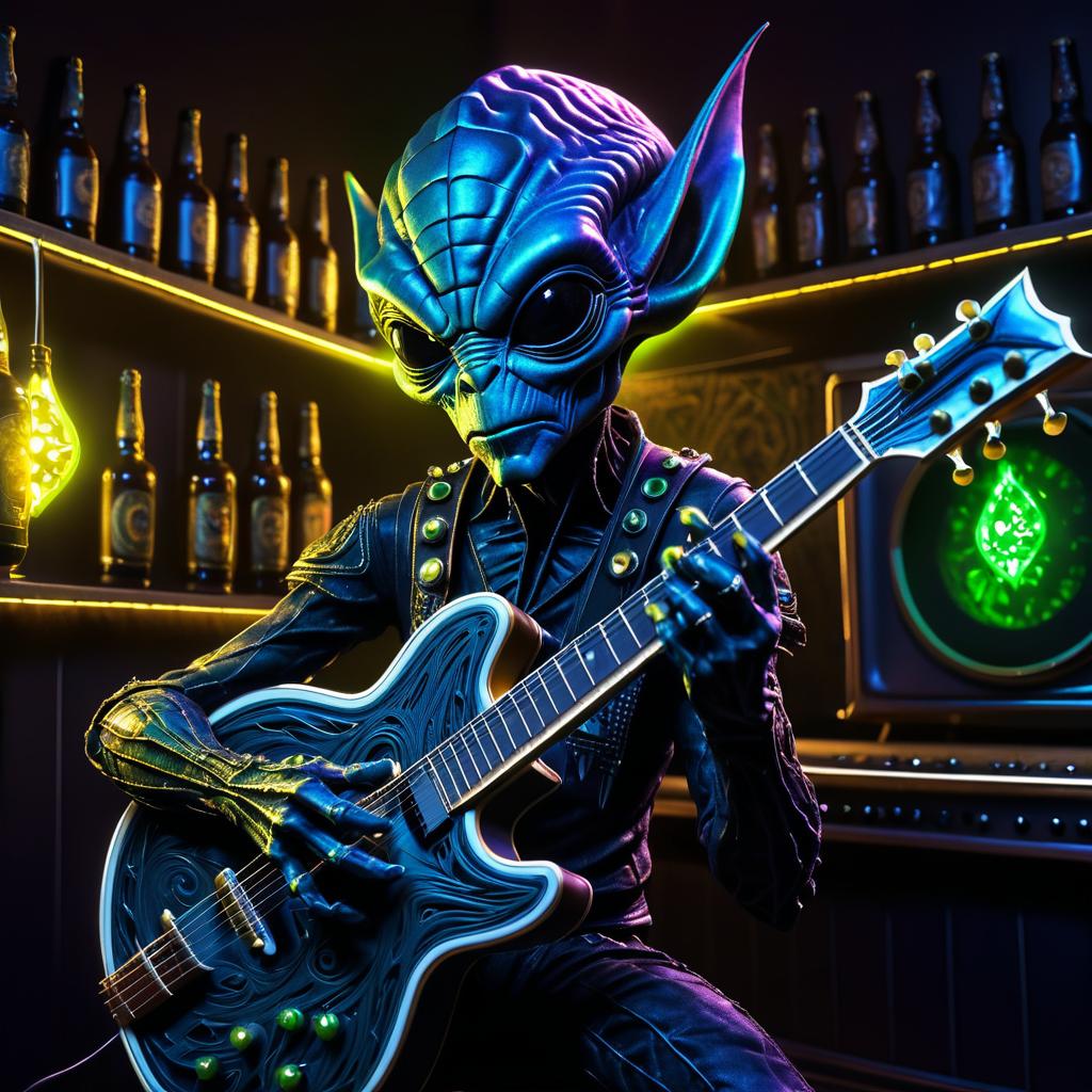 Alien Guitarist: A Dramatic UHD Artwork