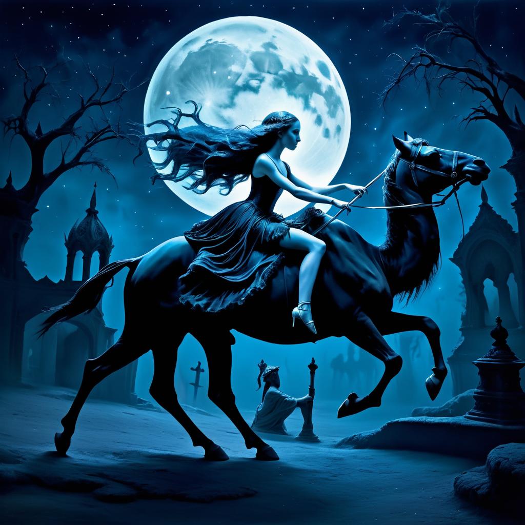 Ballerina on a Spectral Camel at Night