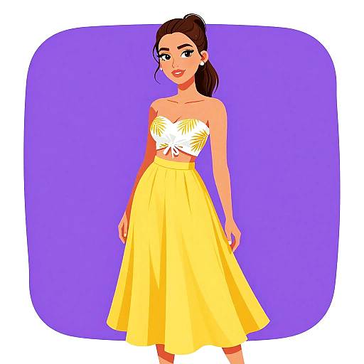 Tropical Chic Woman in Yellow Skirt