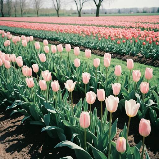 Impressionist Tulip Fields in Soft Colors Impressionist Tulip Fields in Soft Colors