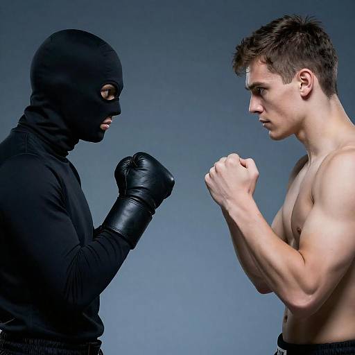 Dramatic Fight Pose of Two Men