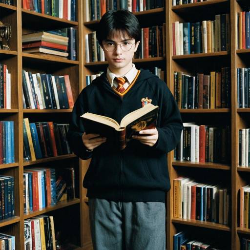 Young Male Reading Book in Library