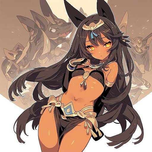 Illustration of Anubis (mythology), egyptian mythology in the style of Blade (galaxist)