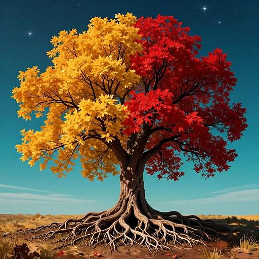 Majestic Tree with Dual Colored Branches