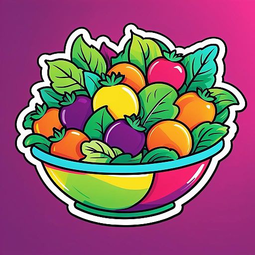 Vibrant Salad Sticker in Pop Art Style Vibrant Salad Sticker in Pop Art Style