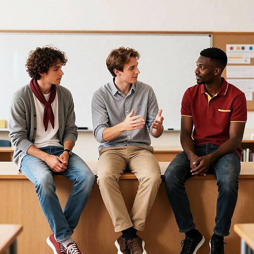 Casual Classroom Discussion Among Friends