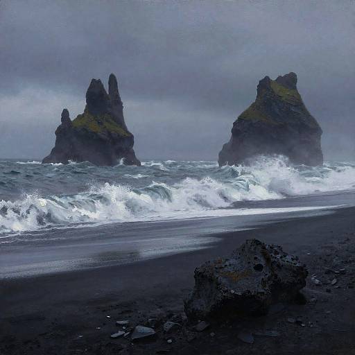 Moody Volcanic Coast at Twilight