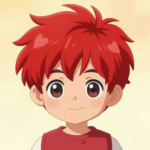 Vibrant Anime Boy with Red Hair