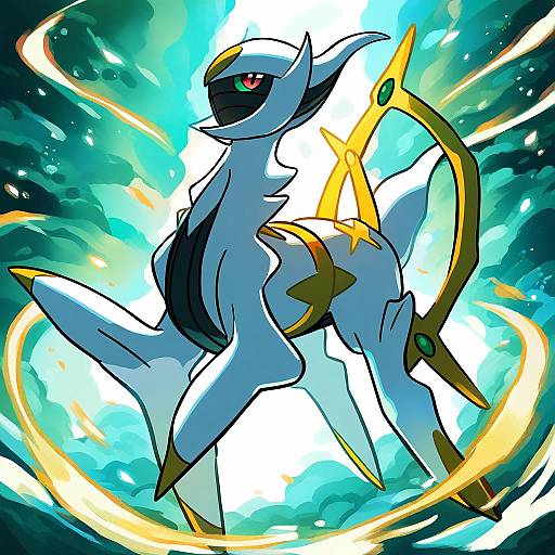 Illustration of Arceus, pokemon in the style of Elizabeth (tomas21)