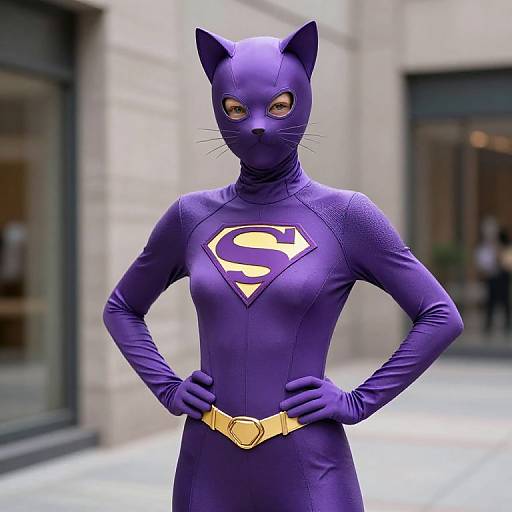Purple Cat Suit Superhero Pose