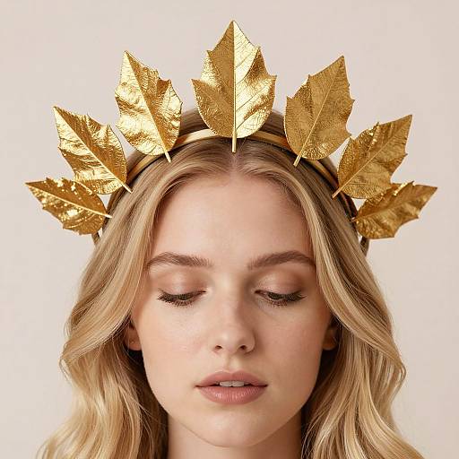 Blonde Woman with Golden Leaf Headband