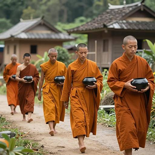 Buddhist Monks on a Serene Path