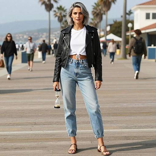 Stylish Hourglass Woman at Malibu Boardwalk