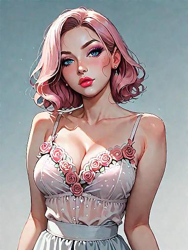 Young Woman in Lace-Trimmed Silk Camisole