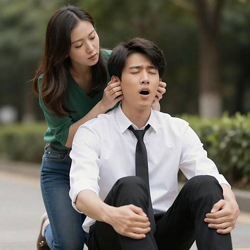 Surprised Man and Woman Outdoors in Daylight