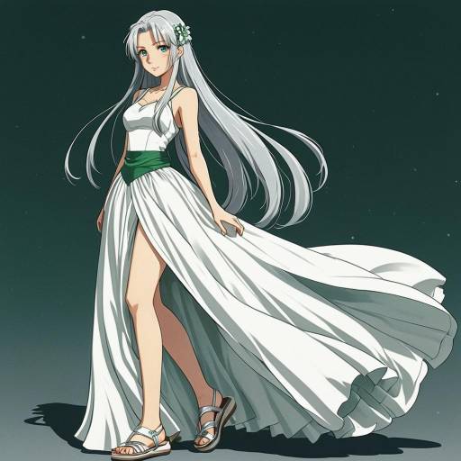 Anime Female in Flowing White Gown