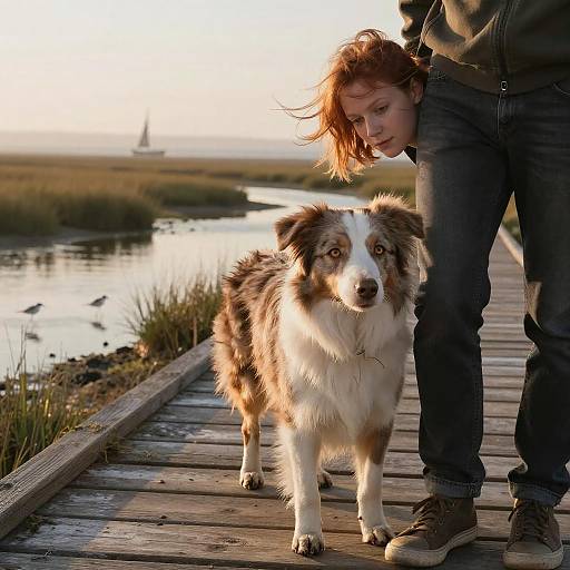 Heartwarming Coastal Scene with Companion