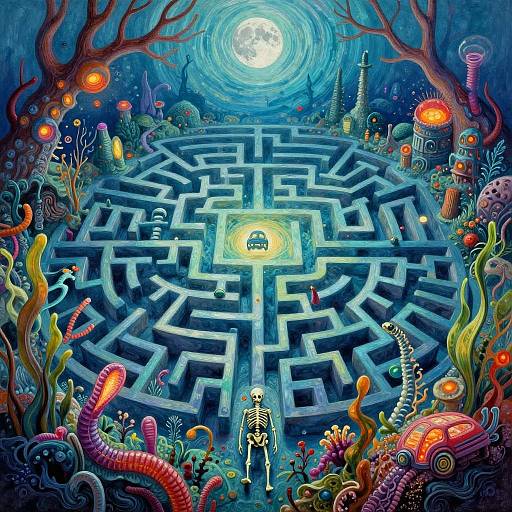 Hyperrealistic Underwater Maze Art