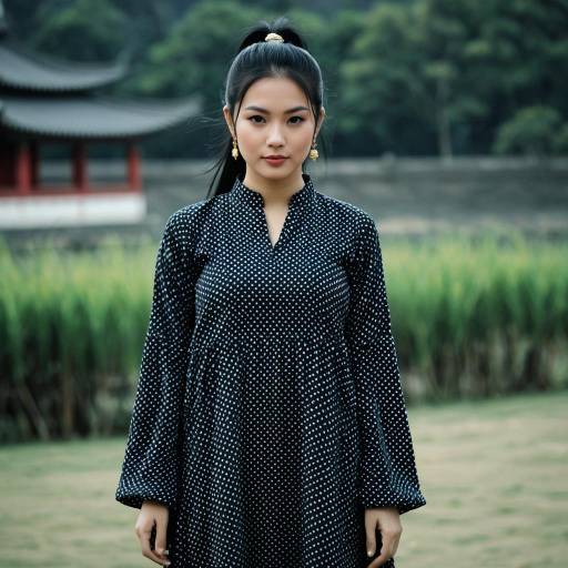 Asian Woman in Black Polka Dot Kurti