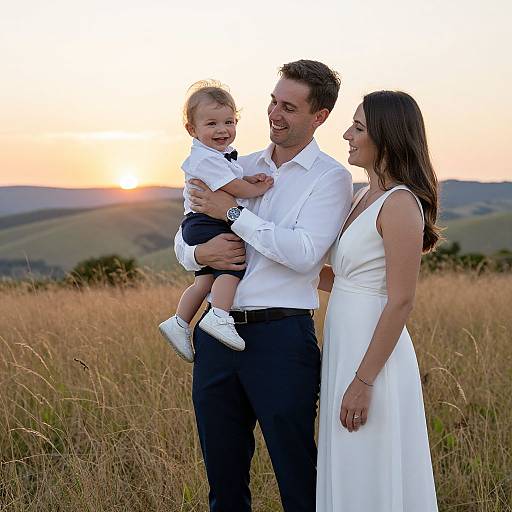 Joyful Family Portrait at Sunset