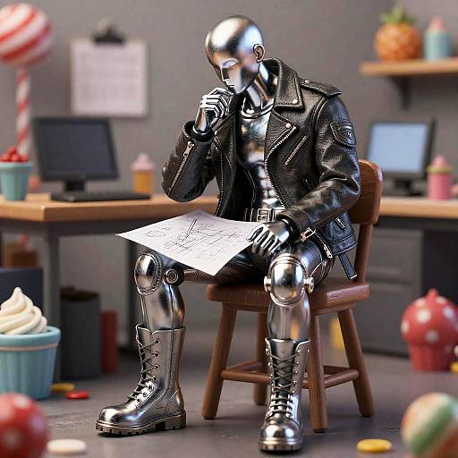 Chrome-Coated Hero Sketching in Candy Workshop