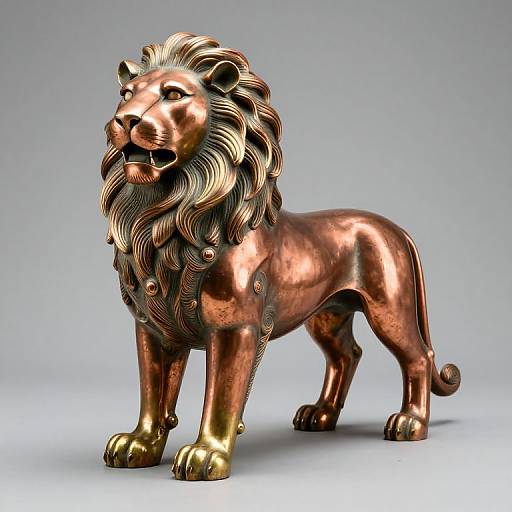 Mid-Century Copper Lion Sculpture