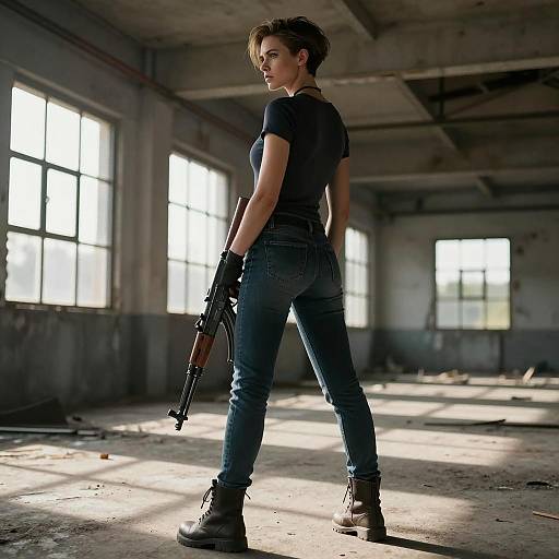 Stylized Portrait of Empowered Woman with AK-47