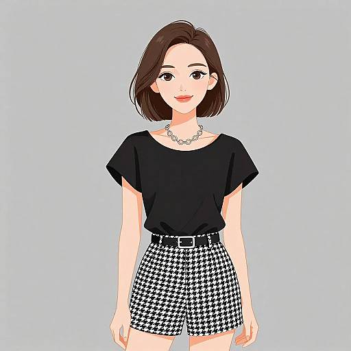 Chic Smiling Woman in Casual Attire