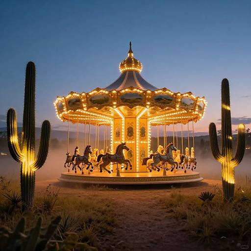 Golden Light Carousel at Twilight