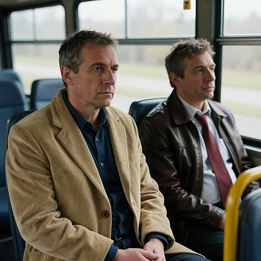 Serious Companions on a Bus Ride