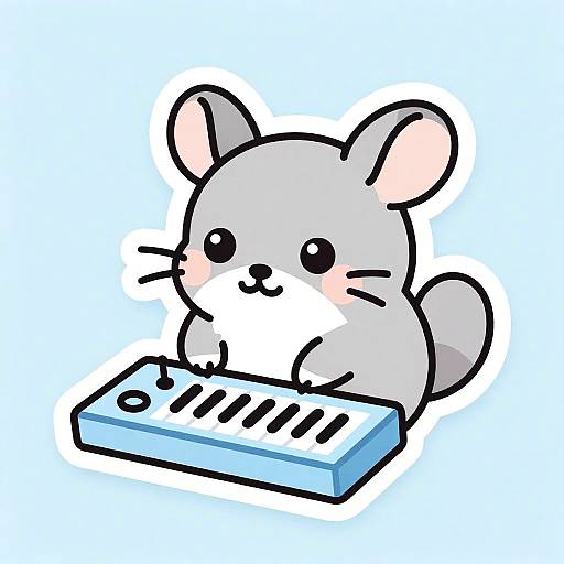 Kawaii Chinchilla Playing Synth Sticker