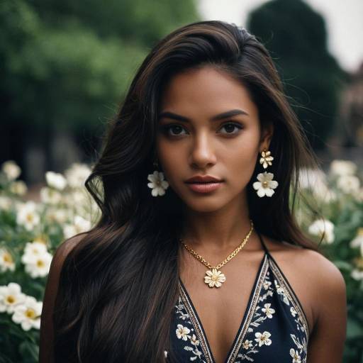 Elegant Solo Portrait of Dark-Skinned Woman